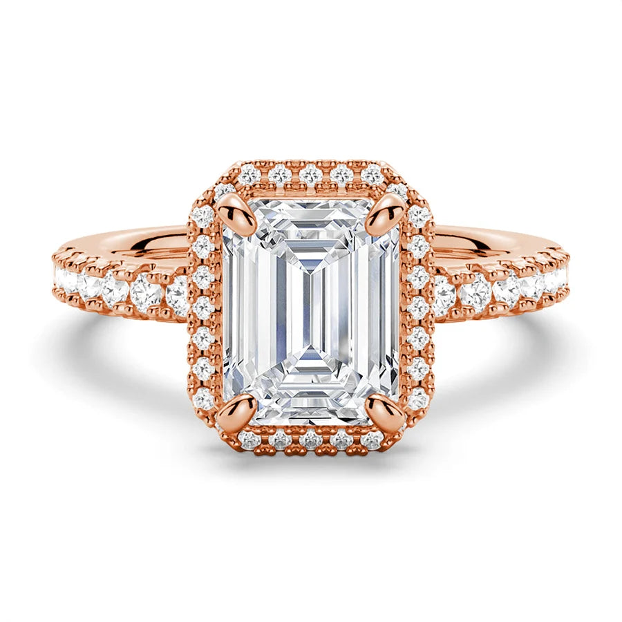 Emerald Cut Moissanite Bridal Set