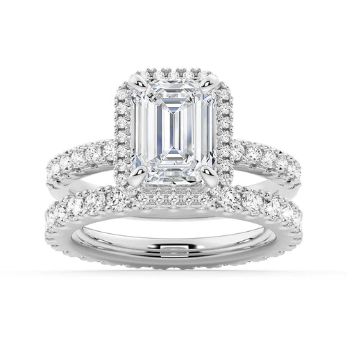 Emerald Cut Moissanite Bridal Set