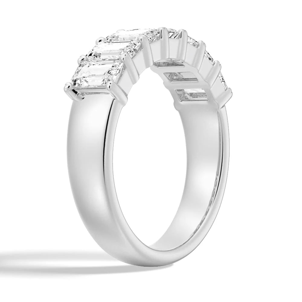 Emerald Cut Moissanite Wedding Band – Eternity Ring in Silver, Gold, or Platinum