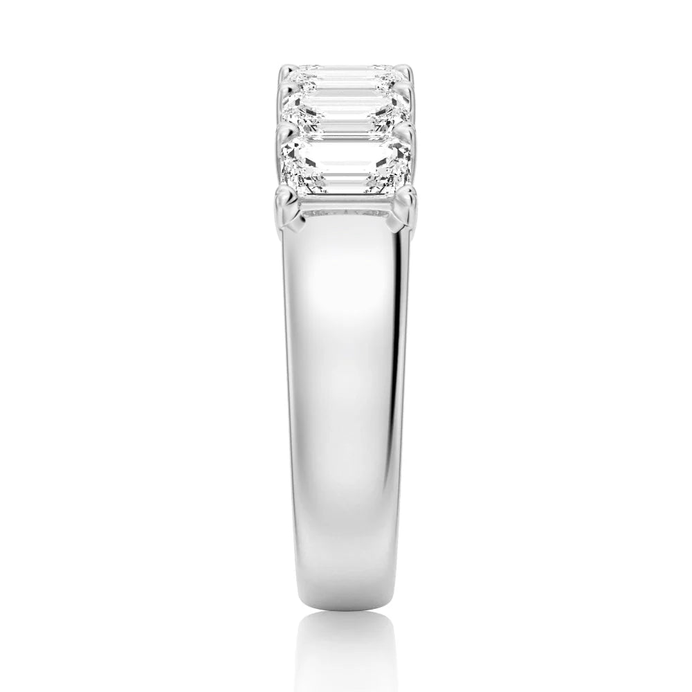 Emerald Cut Moissanite Wedding Band – Eternity Ring in Silver, Gold, or Platinum