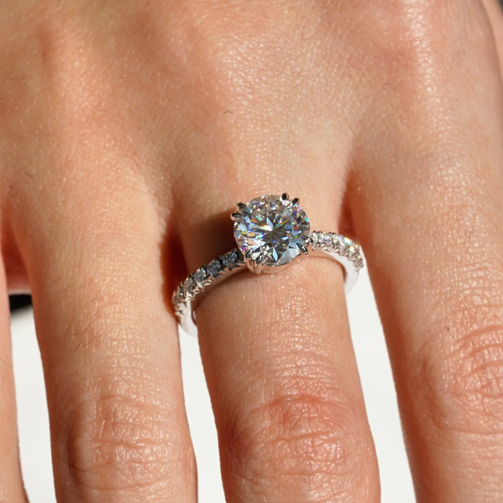 Unique Four-Prong Moissanite Engagement Ring