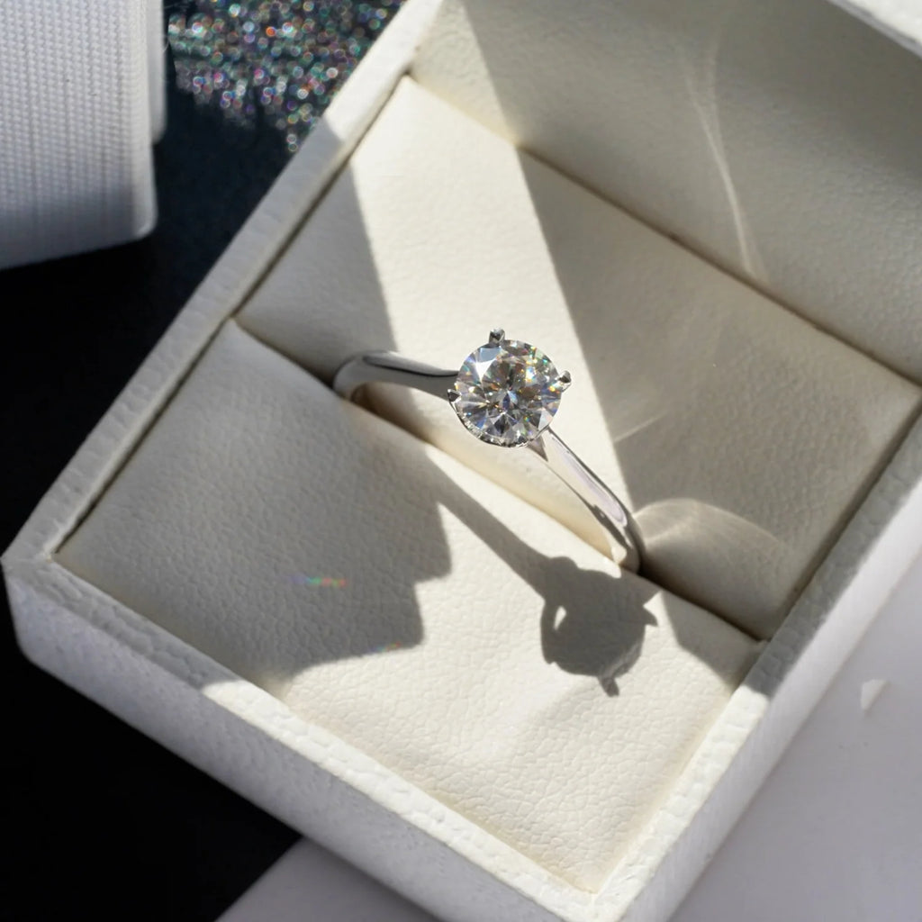 Classic Round Moissanite in Solitaire Setting