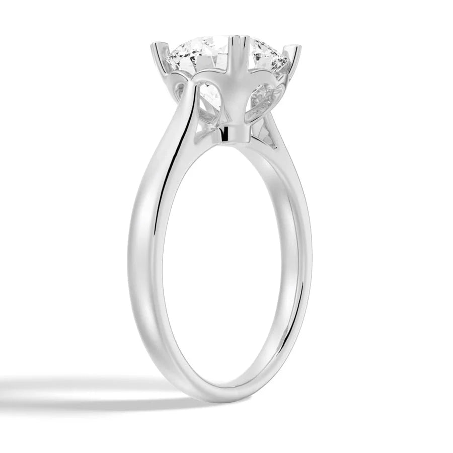 Silver Solitaire Engagement Ring with Moissanite