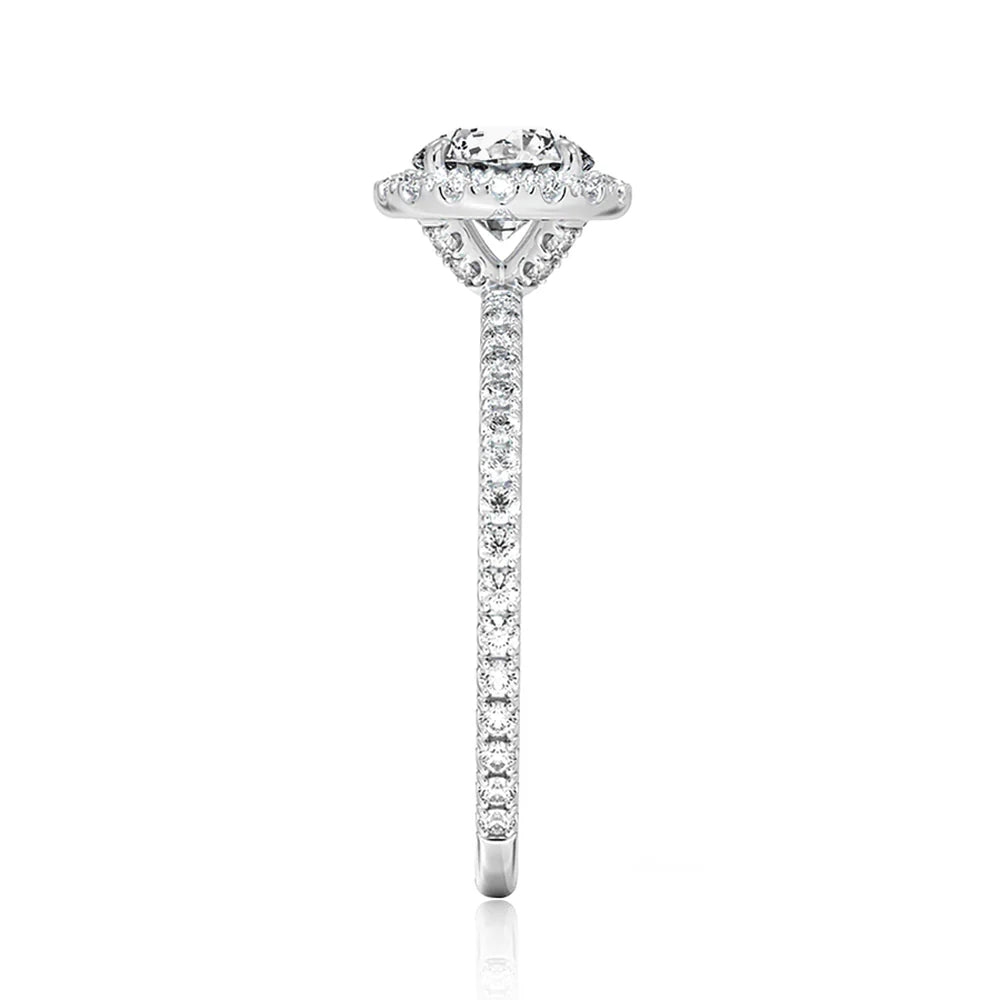 Four-Prong Oval Diamond Ring with Halo