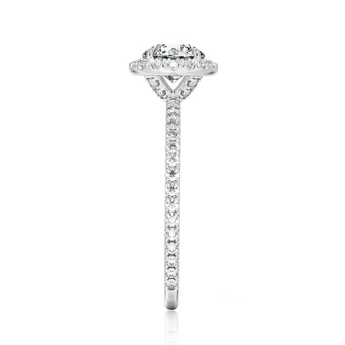 Four-Prong Oval Diamond Ring with Halo