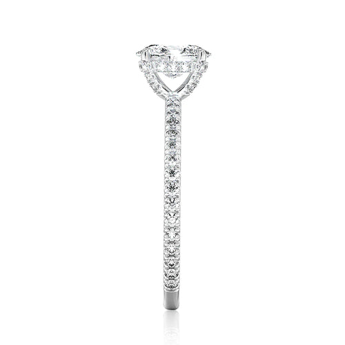 Four-Prong Oval Diamond Ring with Hidden Halo