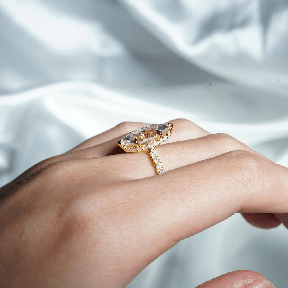 French Pave Moissanite Ring in 14K Gold