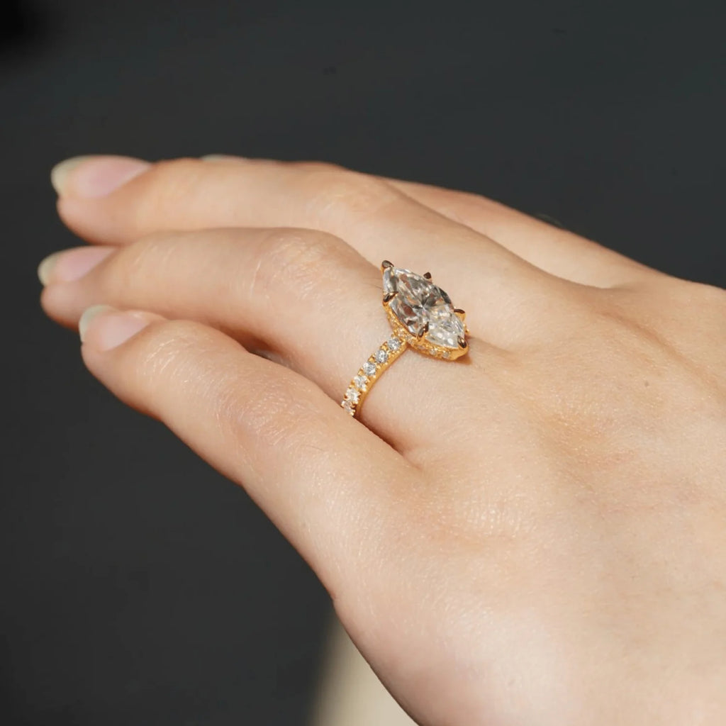 Sparkling French Pave Band Engagement Ring