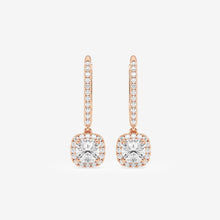 Load image into Gallery viewer, Cushion Cut Halo Moissanite Drop Earrings – Silver, Gold, Platinum