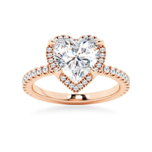 Load image into Gallery viewer, Halo Half Eternity Heart Shaped Moissanite Engagement Ring