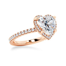 Load image into Gallery viewer, Halo Half Eternity Heart Shaped Moissanite Engagement Ring