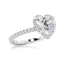 Load image into Gallery viewer, Halo Half Eternity Heart Shaped Moissanite Engagement Ring