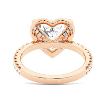 Load image into Gallery viewer, Halo Half Eternity Heart Shaped Moissanite Engagement Ring