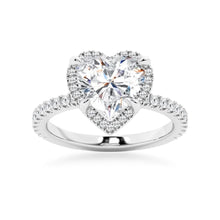 Load image into Gallery viewer, Halo Half Eternity Heart Shaped Moissanite Engagement Ring
