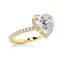Load image into Gallery viewer, Halo Half Eternity Heart Shaped Moissanite Engagement Ring