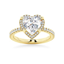 Load image into Gallery viewer, Halo Half Eternity Heart Shaped Moissanite Engagement Ring