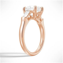 Load image into Gallery viewer, Heart-Shaped Moissanite Engagement Ring with Tapered Baguette Side Stones