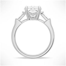 Load image into Gallery viewer, Heart-Shaped Moissanite Engagement Ring with Tapered Baguette Side Stones