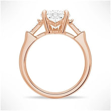 Load image into Gallery viewer, Heart-Shaped Moissanite Engagement Ring with Tapered Baguette Side Stones