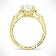 Load image into Gallery viewer, Heart-Shaped Moissanite Engagement Ring with Tapered Baguette Side Stones