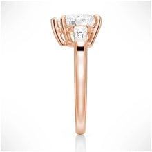 Load image into Gallery viewer, Heart-Shaped Moissanite Engagement Ring with Tapered Baguette Side Stones
