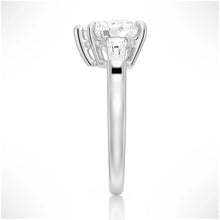Load image into Gallery viewer, Heart-Shaped Moissanite Engagement Ring with Tapered Baguette Side Stones