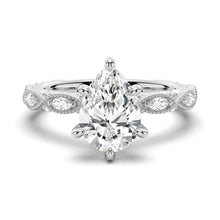 Load image into Gallery viewer, Infinity Milgrain Pear Shaped Moissanite Engagement Ring