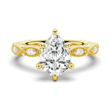 Load image into Gallery viewer, Infinity Milgrain Pear Shaped Moissanite Engagement Ring