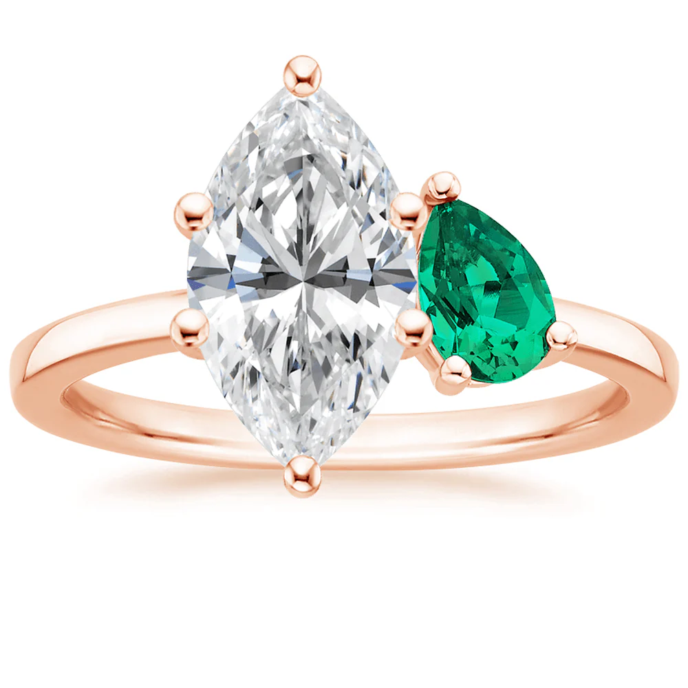 Marquise and Pear Moissanite Toi et Moi Ring