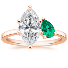 Load image into Gallery viewer, Marquise and Pear Moissanite Toi et Moi Ring
