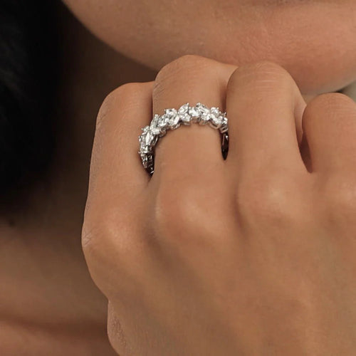 Delicate Flower Moissanite Ring Closeup