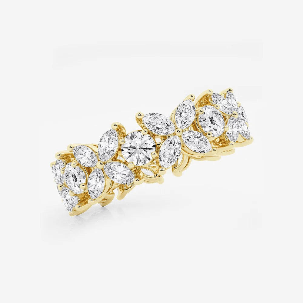 Stackable Floral Moissanite Eternity Band