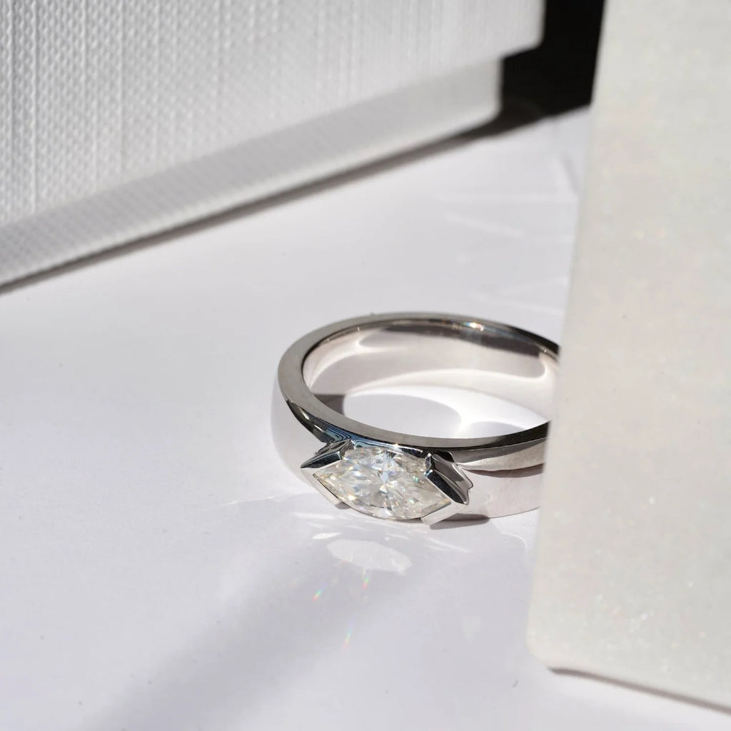 Minimalist Moissanite Ring with Bezel Setting