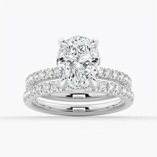 Micropavé Oval Hidden Halo Moissanite Bridal Set