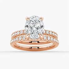 Load image into Gallery viewer, Micropavé Oval Hidden Halo Moissanite Bridal Set