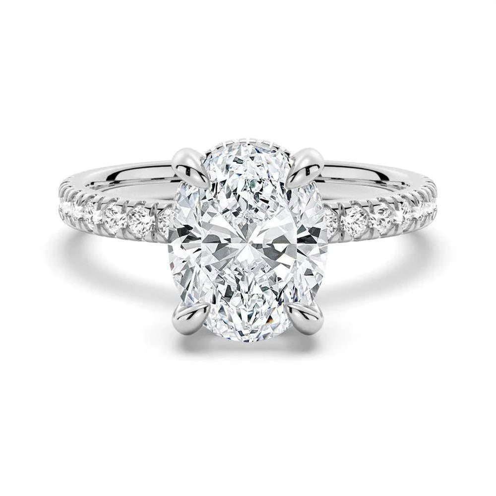 Micropavé Oval and Marquise Moissanite Bridal Set