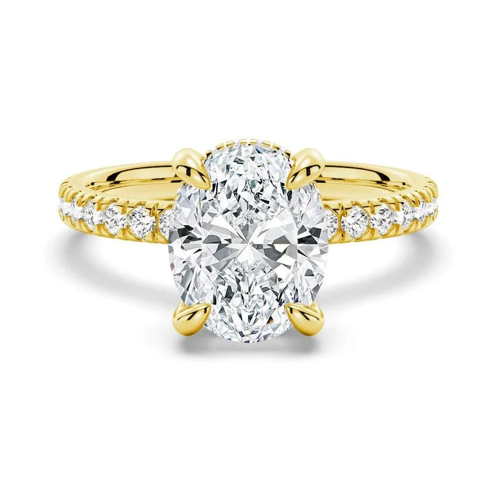 Micropavé Oval Hidden Halo Moissanite Bridal Set