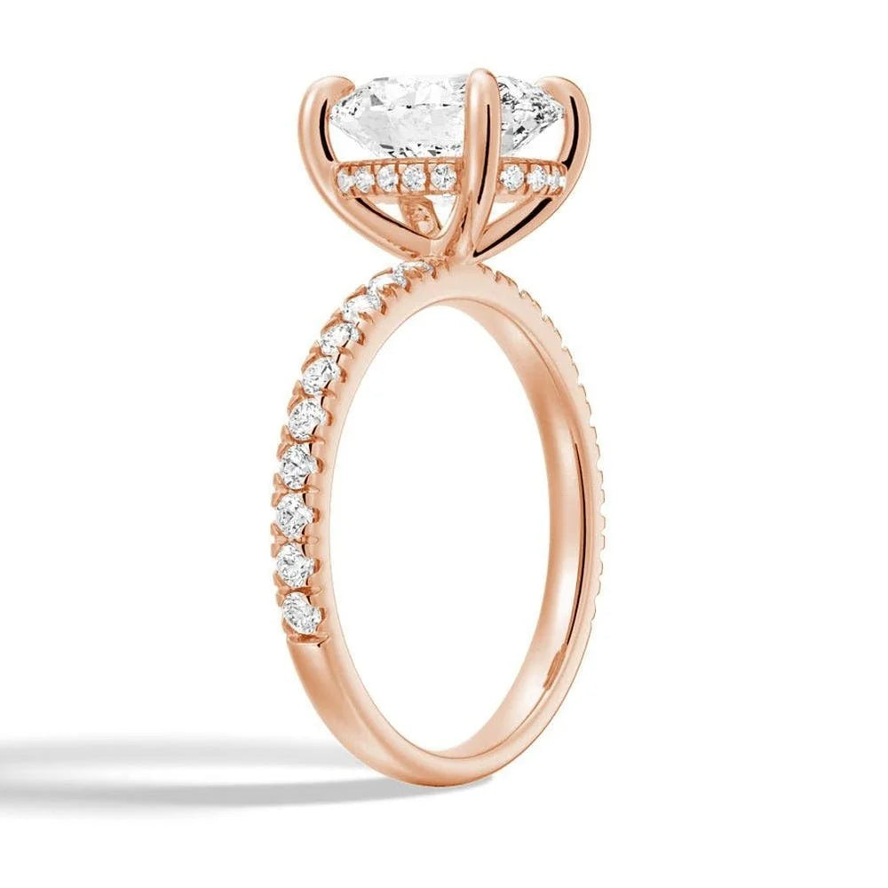 Micropavé Oval and Marquise Moissanite Bridal Set