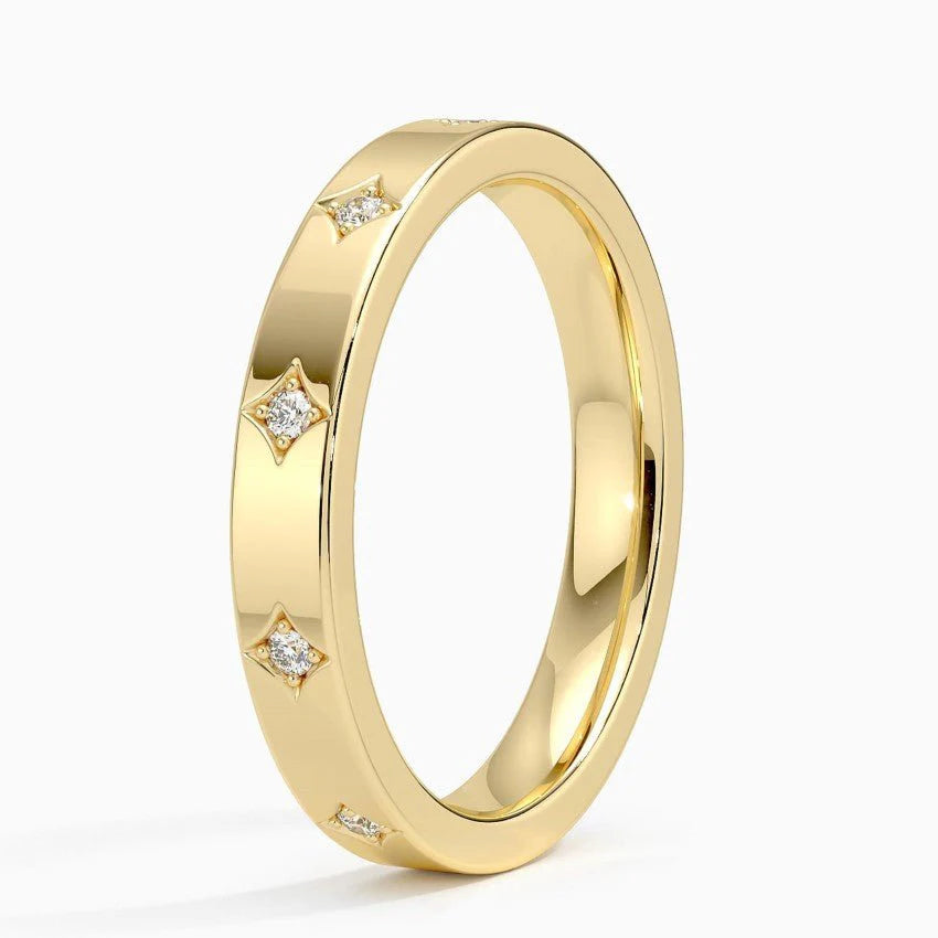 V Curve Marquise Round Moissanite Band
