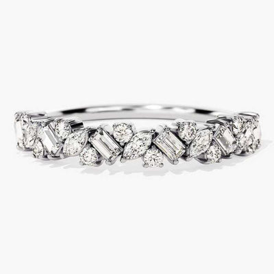 Multi-Cut Moissanite Wedding Band – Unique Eternity Ring
