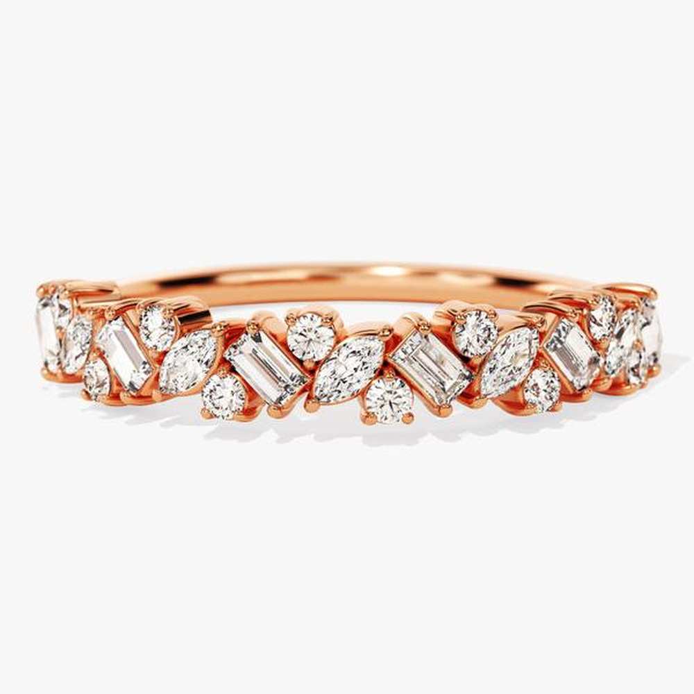 Multi-Cut Moissanite Wedding Band – Unique Eternity Ring