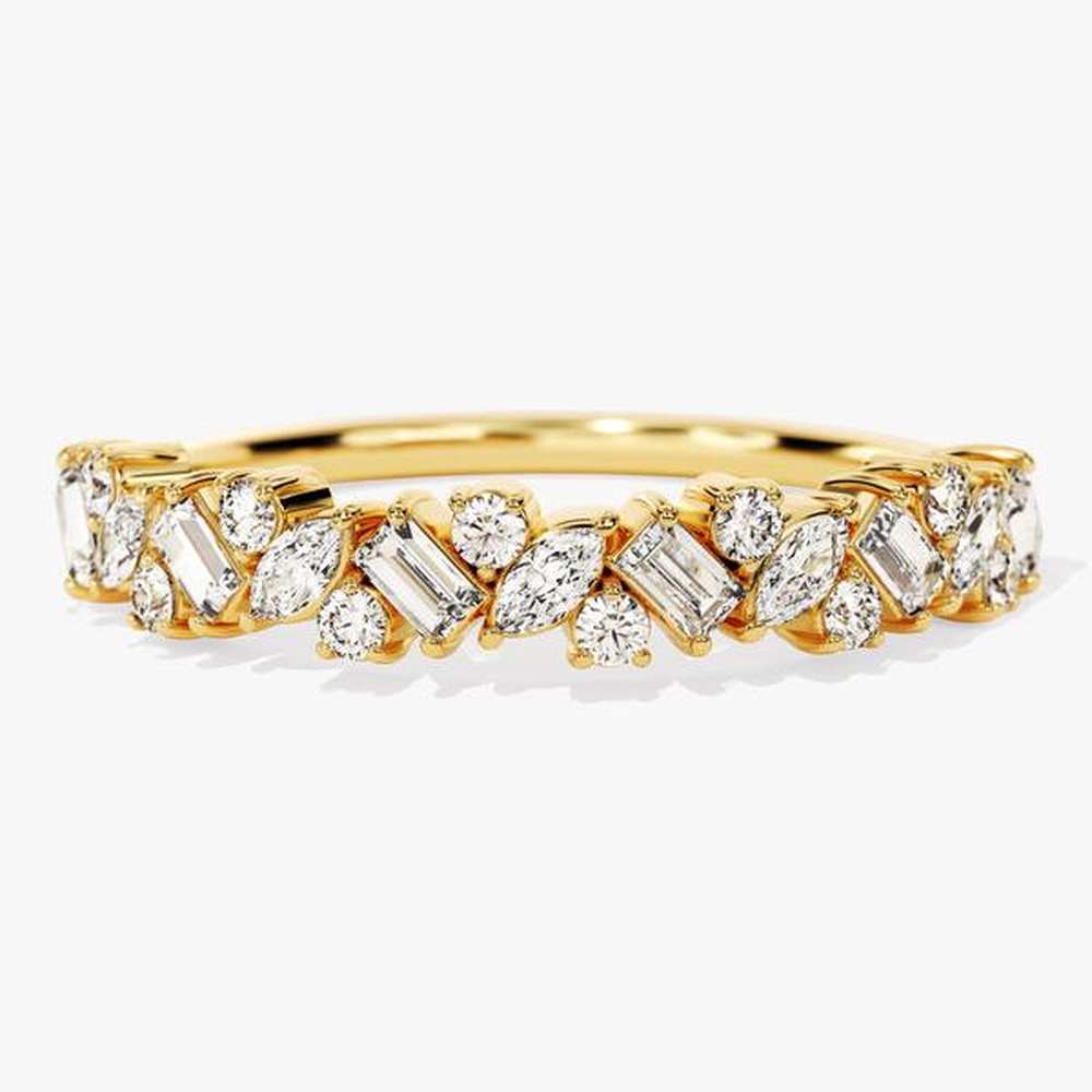 Multi-Cut Moissanite Wedding Band – Unique Eternity Ring