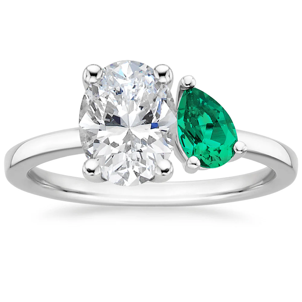 Oval and Pear Cut Moissanite Engagement Ring