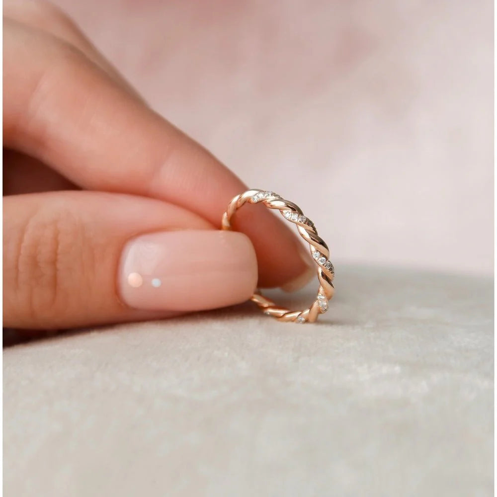 Gold Braided Moissanite Ring