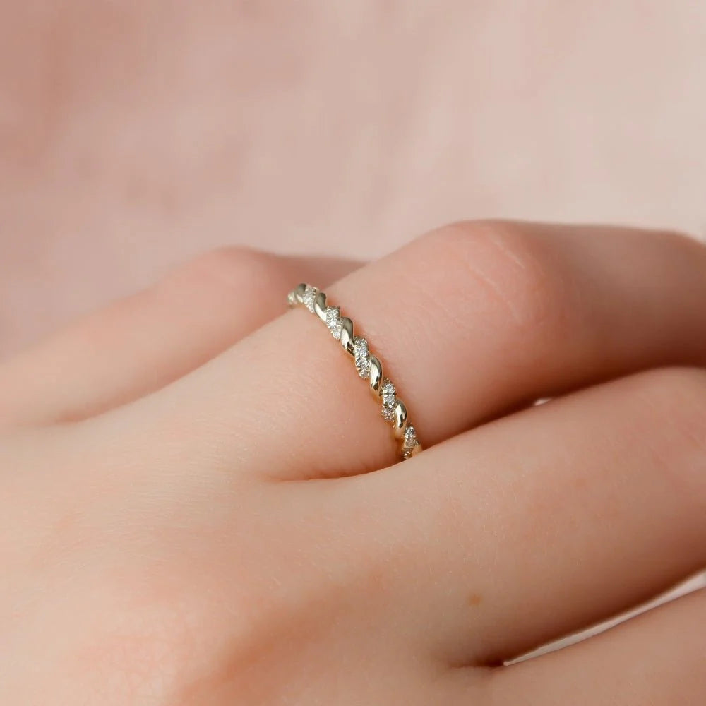 Twist Design Moissanite Eternity Band