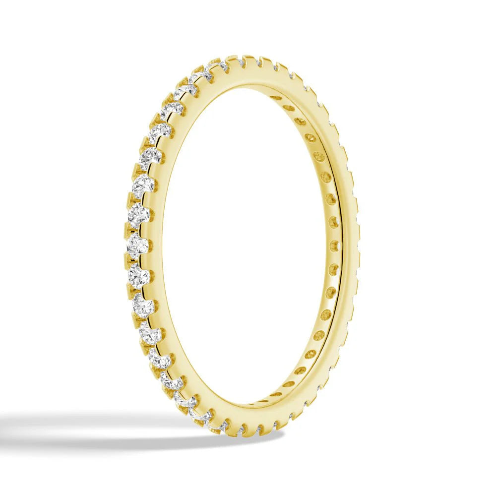 Gold Moissanite Eternity Band Closeup