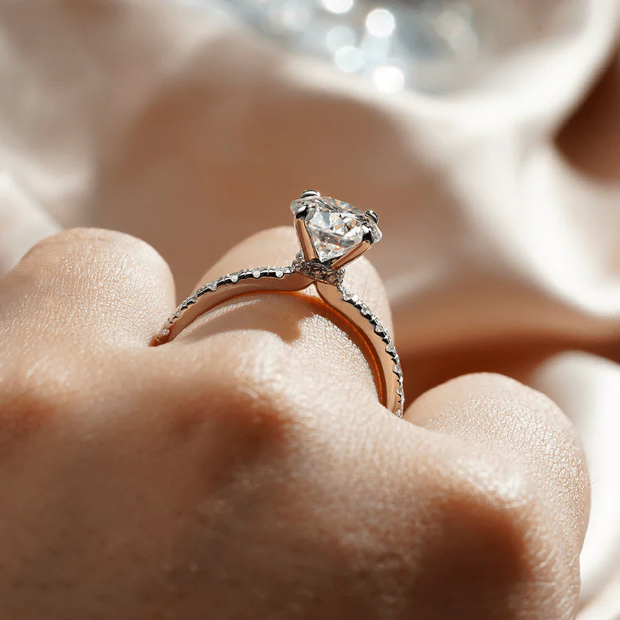 Pavé Engagement Ring with Hidden Halo