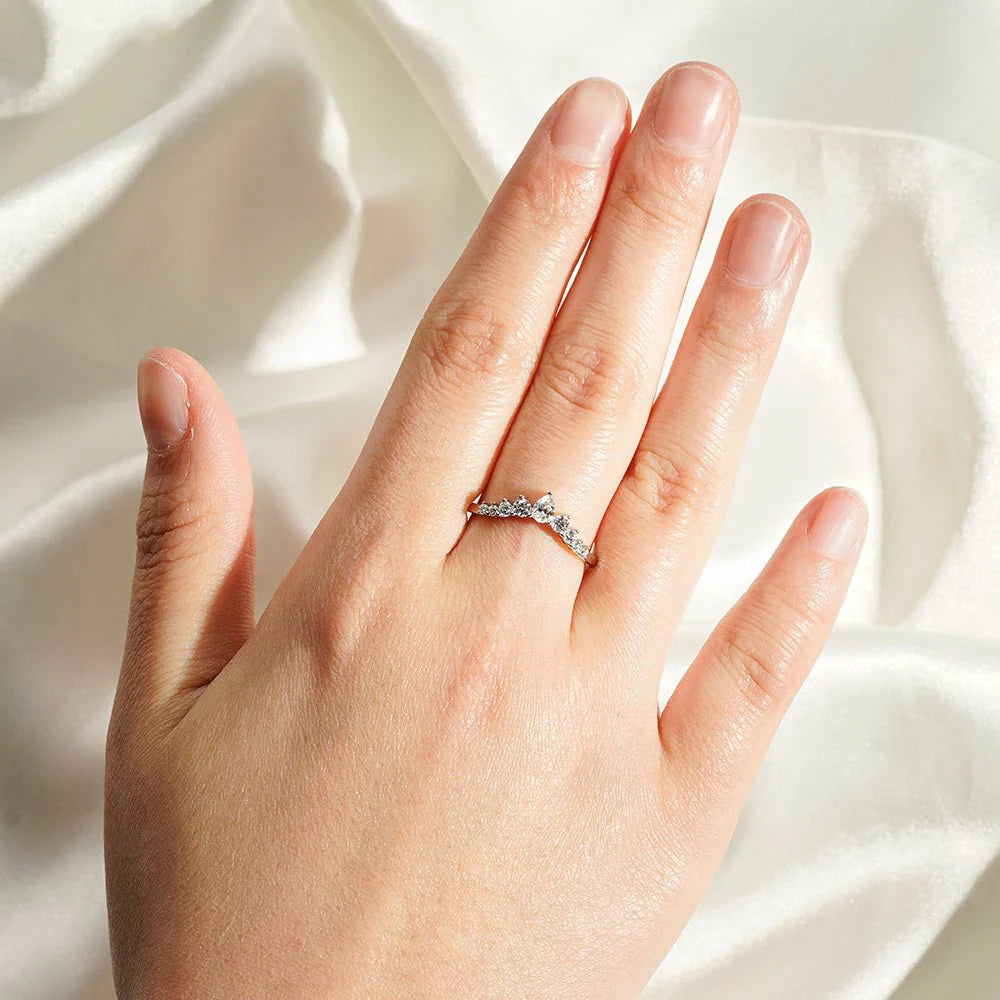 Crown Shape Moissanite Wedding Band – Elegant Eternity Ring