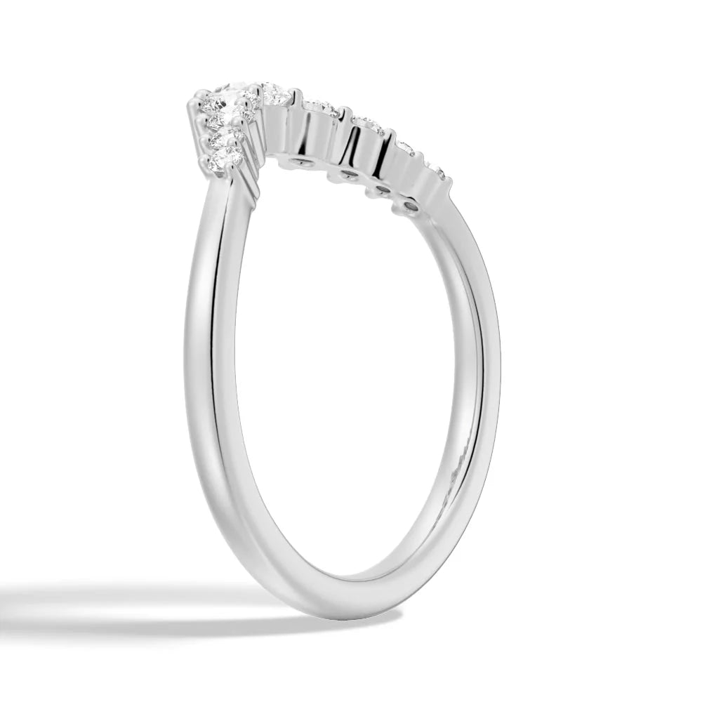 Platinum Crown Moissanite Wedding Band