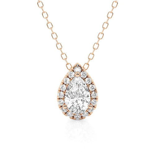 pave halo necklace  
